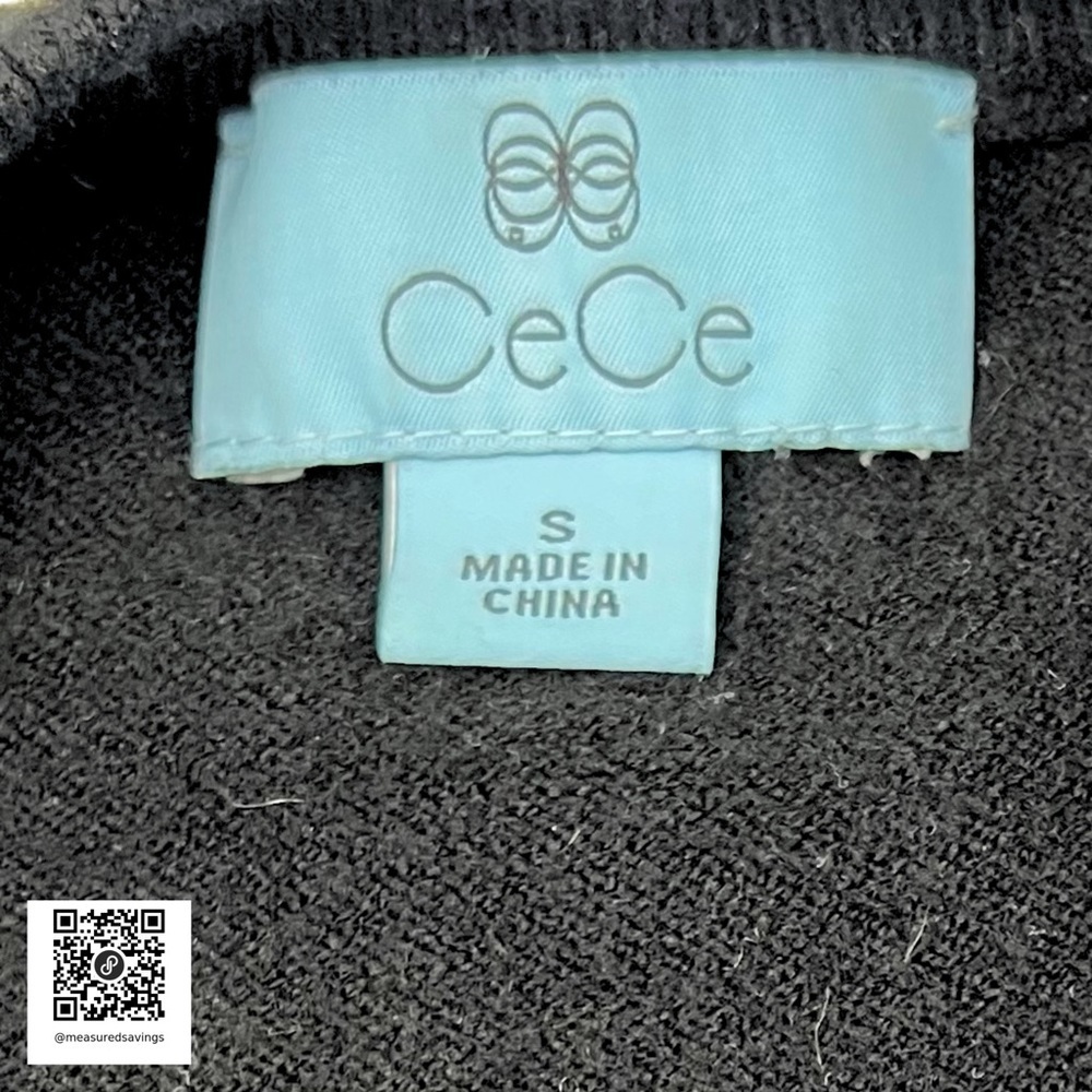 Small - EUC - CeCe Black, Puff Sleeve, Pearl Choker, Short-Sleeve Sweater - Picture 8 of 9